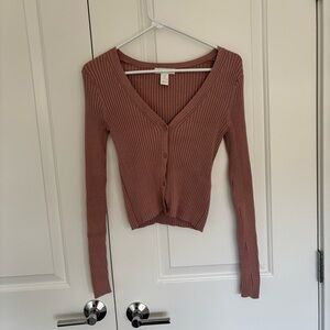 H&M Pink Cropped Cardigan Sweater